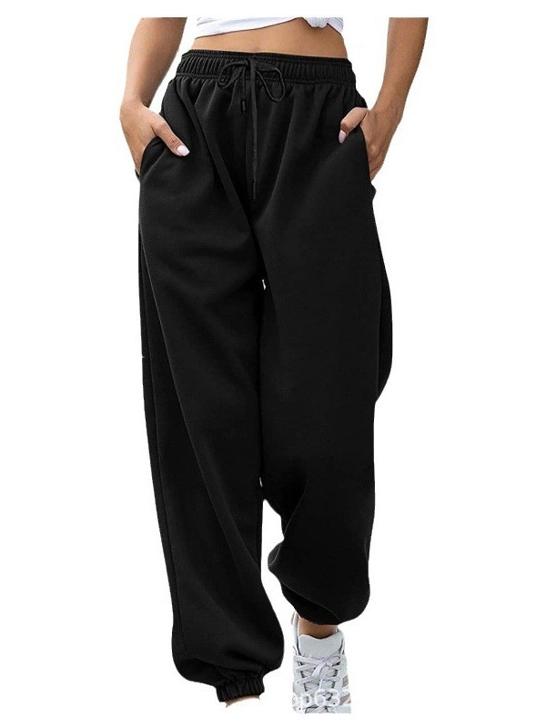 In stock 2024 Amazon new cross-border foreign trade European and American women's clothing fleece-lined autumn and winter loose casual ankle-tied sweatpants