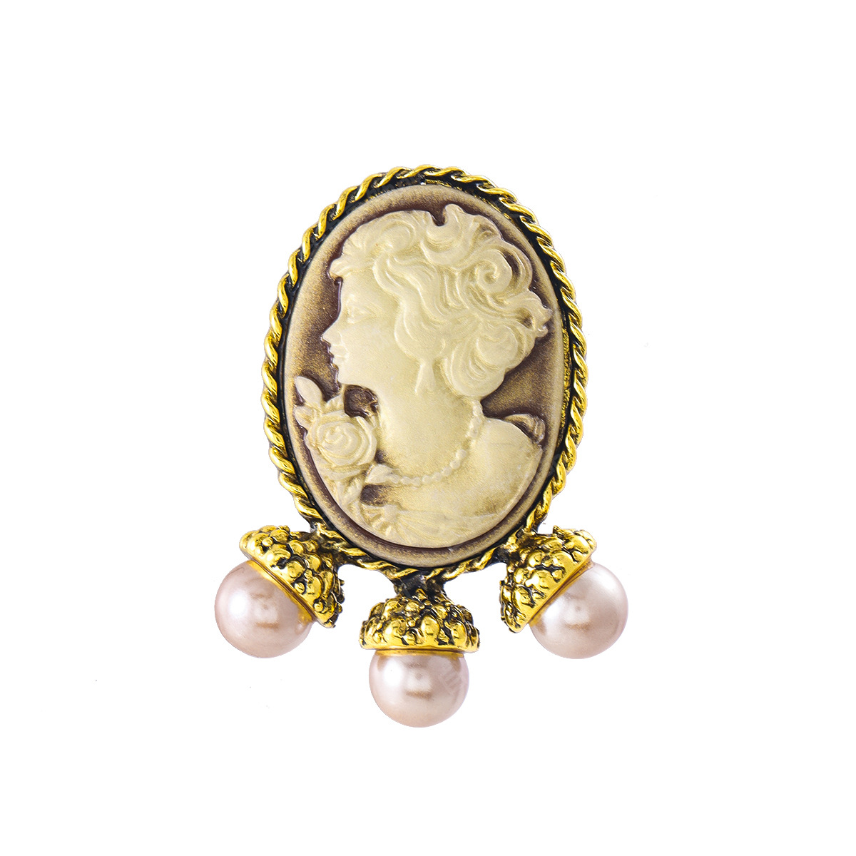 Picture of Vintage French Style Cameo Brooch High Sense vintage Pin Elegant Elegant Clothing Accessories Corsage Present