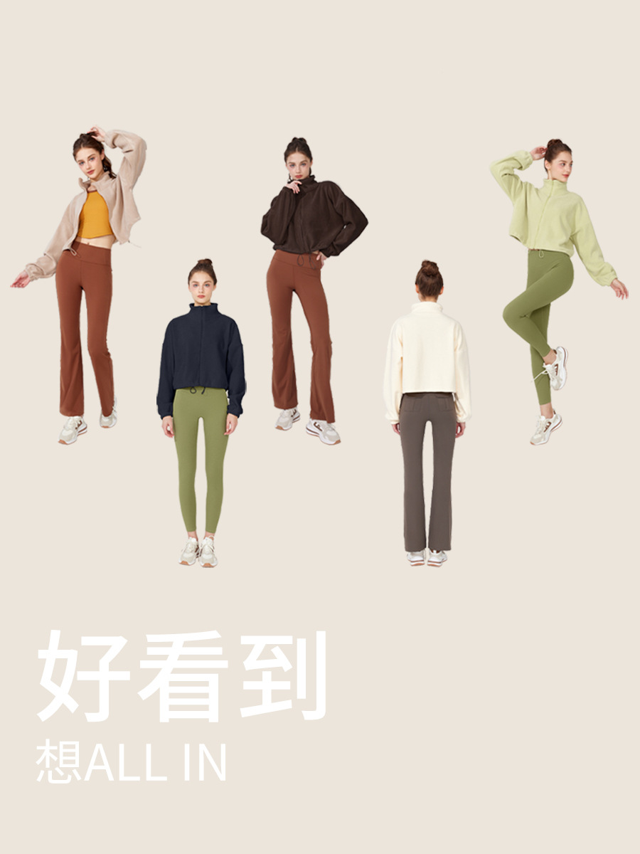 Picture of European and American Lamb Fleece Sports Coat Women's Autumn and Winter fleece-lined Thickened Collar Fleece Coat Fitness Casual Fleece Top
