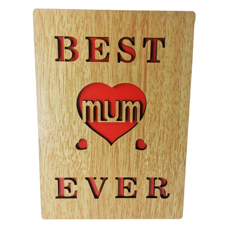 Amazon cross border greeting card father mother's day greeting card wholesale diy creative wooden birthday holiday blessing card