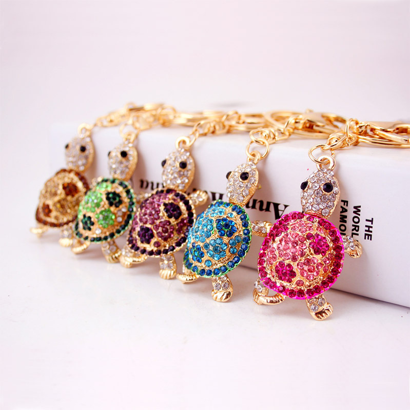 Creative Cute Diamond Turtle Car Keychain Women's Bag Accessories Turtle Key Chain Animal Pendant 248