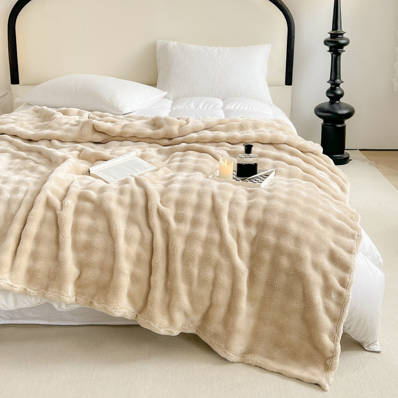High-Density Rabbit Fur Plush Blanket, Winter Coral Fleece Blanket, Sofa Blanket, Nap Blanket, Shawl, Throw Blanket, Ultra-Soft