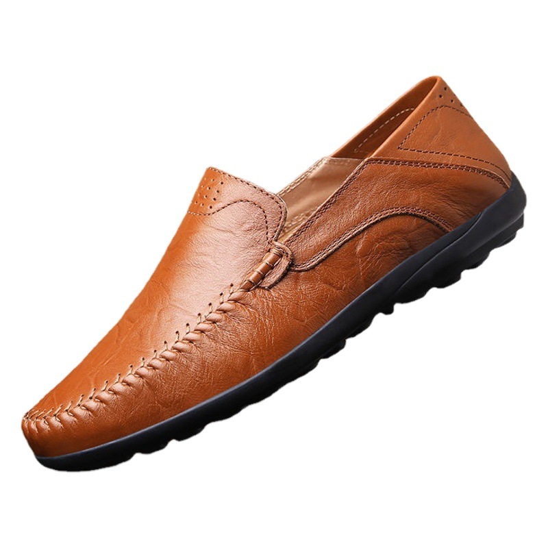 Picture of Doudou Men's Shoes Four Seasons British Style Black Business Men's Casual Leather Shoes Lazy One-Step Driving Soft Sole Trbottomy Shoes