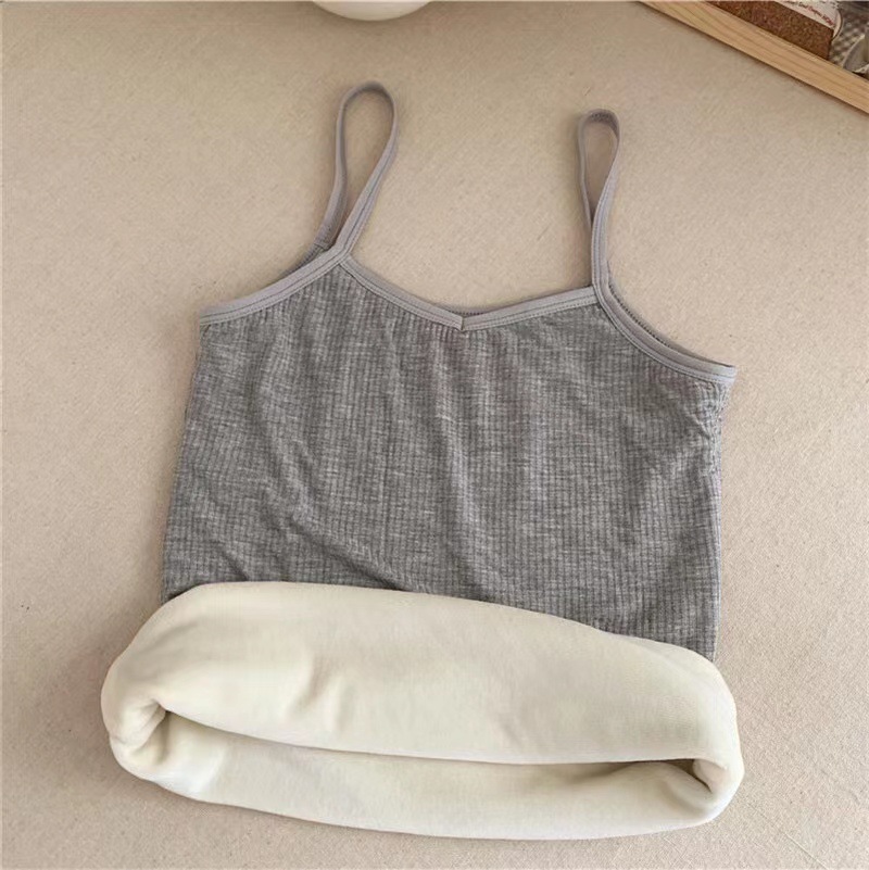 Picture of Autumn and Winter Warm Vest Women's Inner Wear Base Fleece-lined Thickened Cold-proof Student Small Sling Slim-fit Top Sleeveless Underwear