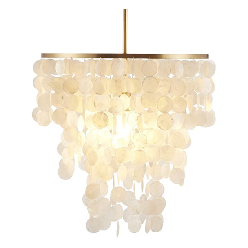 Cross-border Nordic Simple French Style Bedroom Shell Chandelier with Silent Wind Bell American Eye Protection Room Lighting Zhongshan Factory