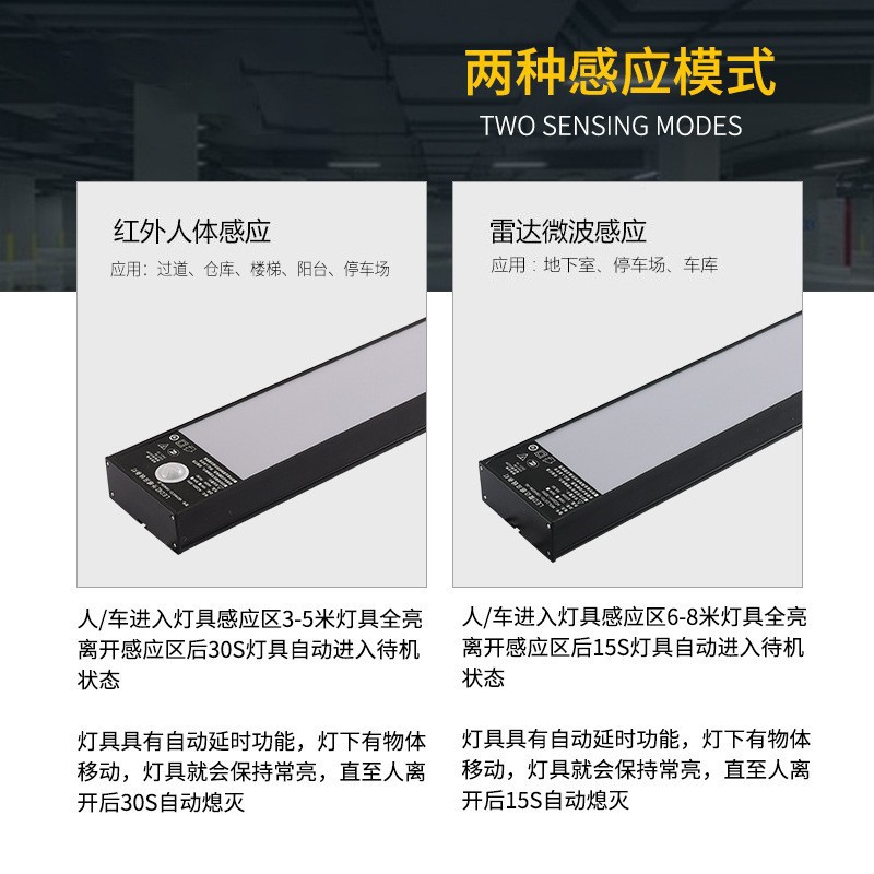 Picture of Led Strip Light Microwave Radar Sensor Garage Light Underground Parking Lot Long Strip Square Channel Intelligent Sensor Line