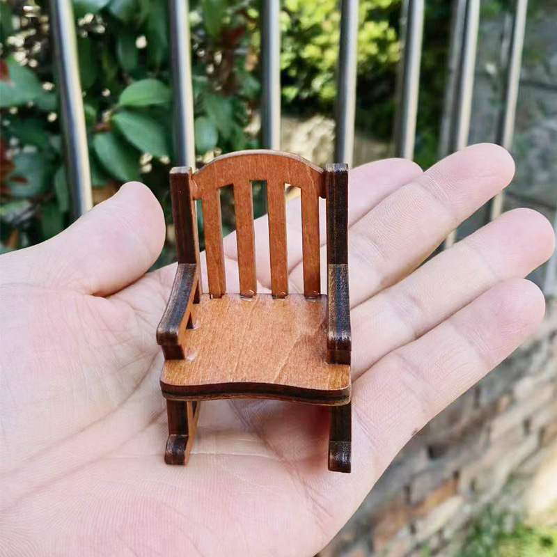 Miniature Furniture Chair Scene Mini Stool Model Wooden Small Stool Ornaments Office Bedroom Decoration Ornaments