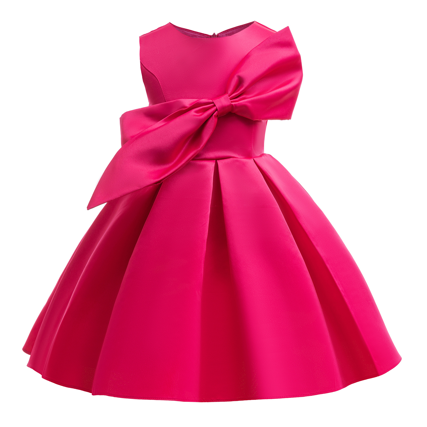 Girls' Dress Export New Kidsren's Clothing Pure Color Kidsren's Dress Fashionable Bow Princess Dress Kidsren's Dress