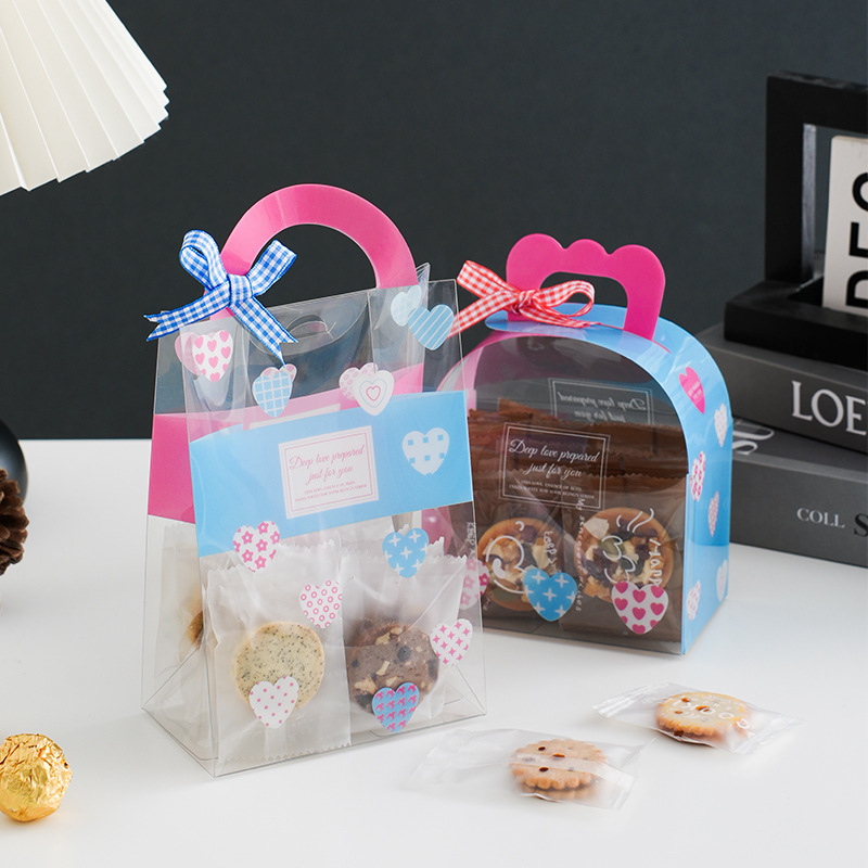 Transparent Small Love Gift Handbag Snowflake Crisp Toffee Baking Packaging Sticky Rice Boat Biscuit Gift Box