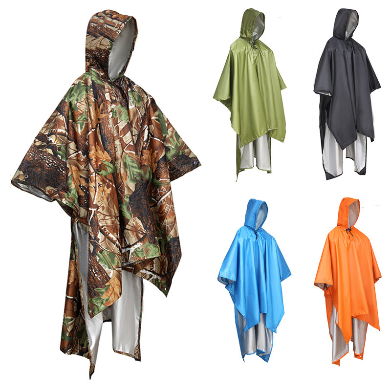 Picture of Cross-border Outdoor Three-in-one One-piece Raincoat Hiking Windproof Rainproof Riding Poncho Multifunctional Floor Cloth Delivery Storage Bag