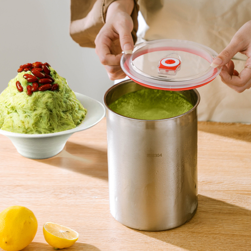 Picture of Special bucket for cotton ice brick thickened stainless steel ice shaving machine snow powder bucket commercial stall cold icicle round mold