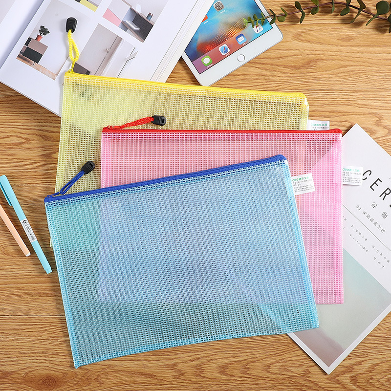 Picture of A4 Transparent Document Bag Zipper Information Bag Plastic File Grid Test Paper Multi-layer Storage Small Fresh Men and Women