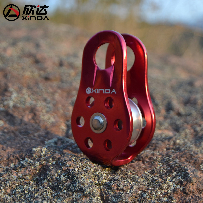 Picture of Xinda Fixed Mountaineering Single Pulley Transport Hoisting Pulley Outdoor Transverse Pulley Aluminum Alloy Orbiter