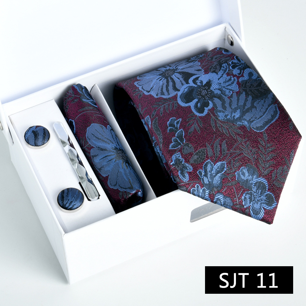 Picture of Tie formal business executive 5-piece gift box wedding = = groom wedding festive wine red in stock new