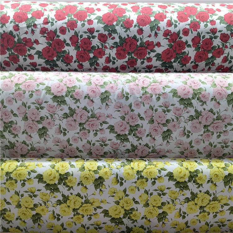 Picture of 3 Color Rose Cotton Twill Printed Fabric Bedding Handmade Home Clothes Pajamas Doll Fabric Wholesale
