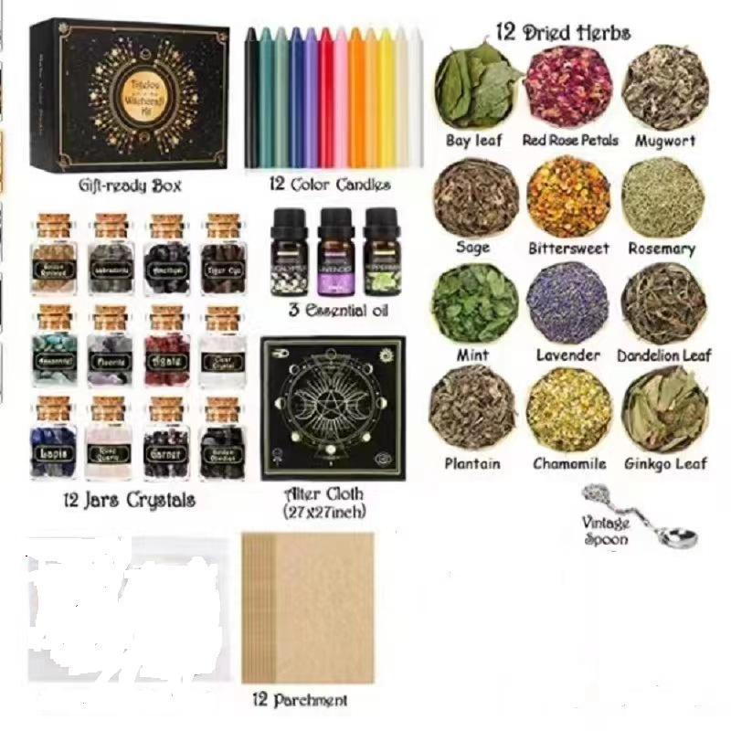 Picture of Cross-Border Stone Dried Flower Colorful Rod Wax Western Holiday Candle Set Wu European and American Popular Halloween Gifts