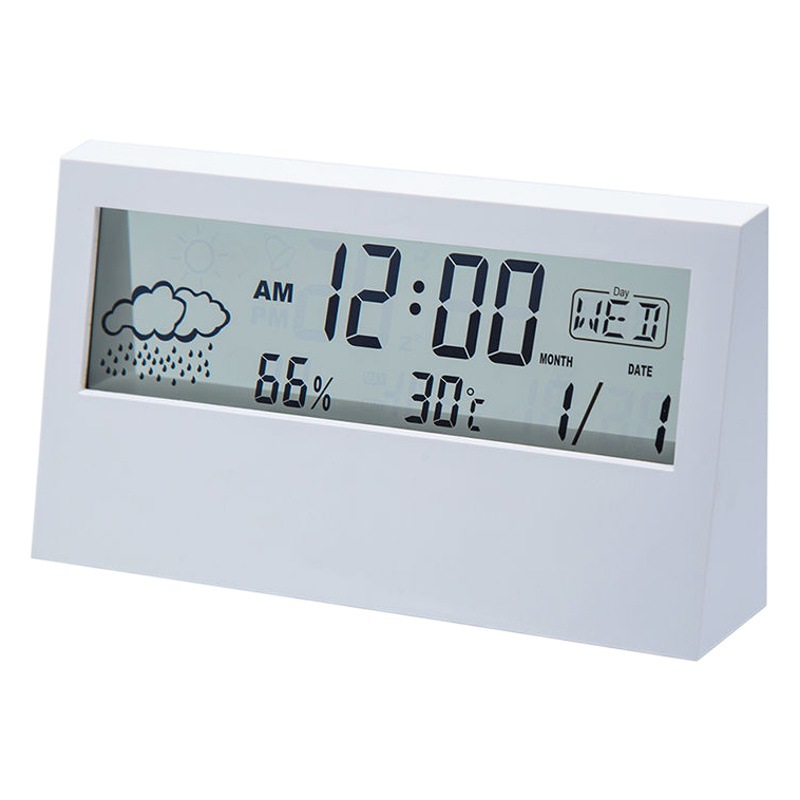 Simple desktop electronic clock transparent backlight weather forecast temperature and humidity meter mute digital alarm clock small alarm clock
