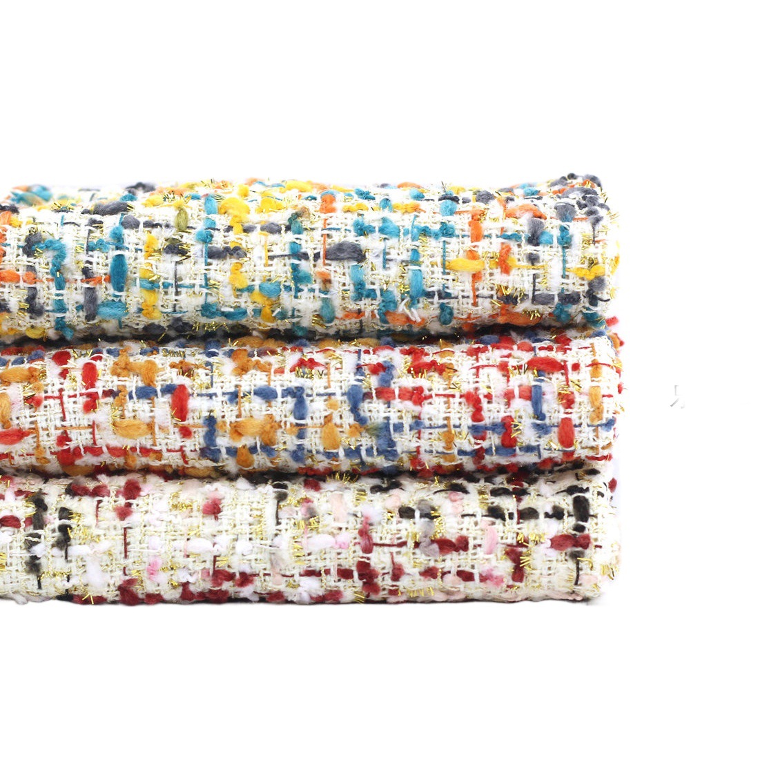 New Plaid Tweed Fabric for Clothing, Jackets, Dresses, and Bags; Coarse Woven Tweed and Woolen Fabric