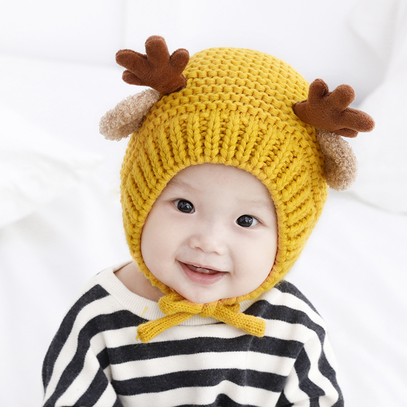 Picture of Small antlers Garry cloth baby knitted hat Autumn New Baby wool cap warm baby cap MZ9789
