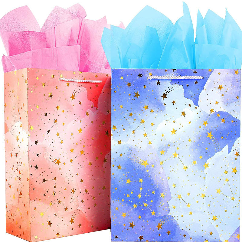 Amazon new gilding star big gift paper bag birthday party shopping gift paper bag jewelry handbag