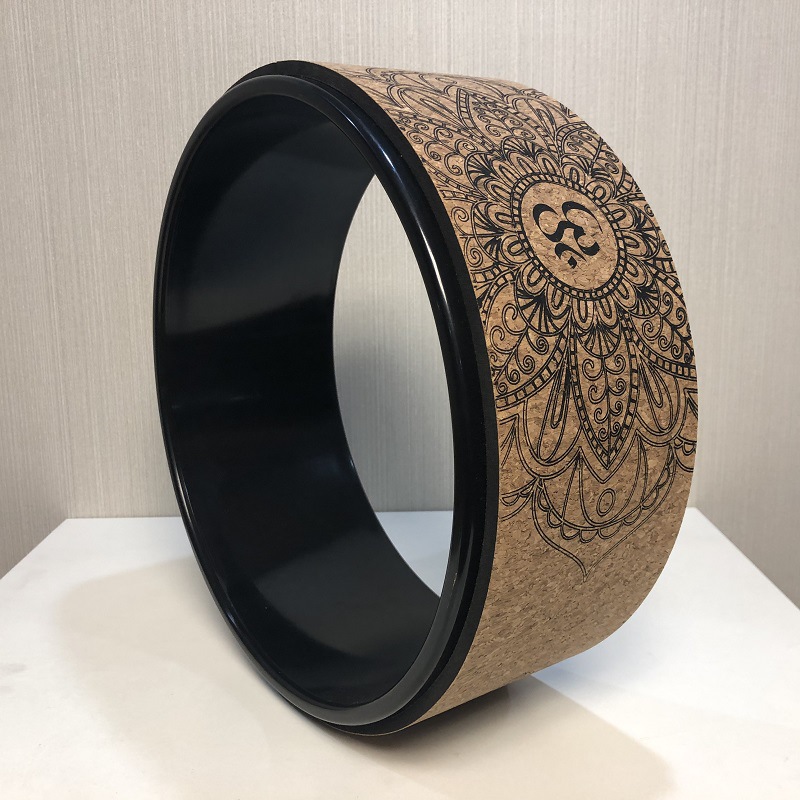 Picture of Cork Yoga Wheel Backbend Equipment Printed Yoga Circle Material for Pregnant Women Parent-Child Assisted Backbend Parent-Child Yoga