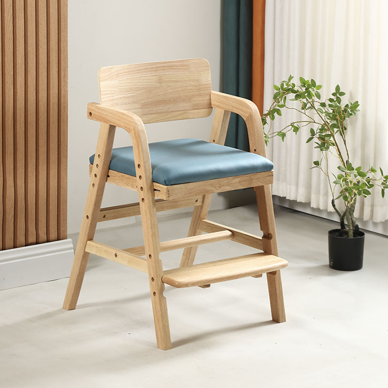 Picture of Children's study chair can be lifted solid wood primary school student chair writing chair adjustable desk chair long chair dining chair