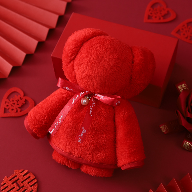 Picture of Coral Fleece Wedding Red Towel Wedding Wedding Wedding Gift Towel Happy Character Pearl Bear Couple Red Towel