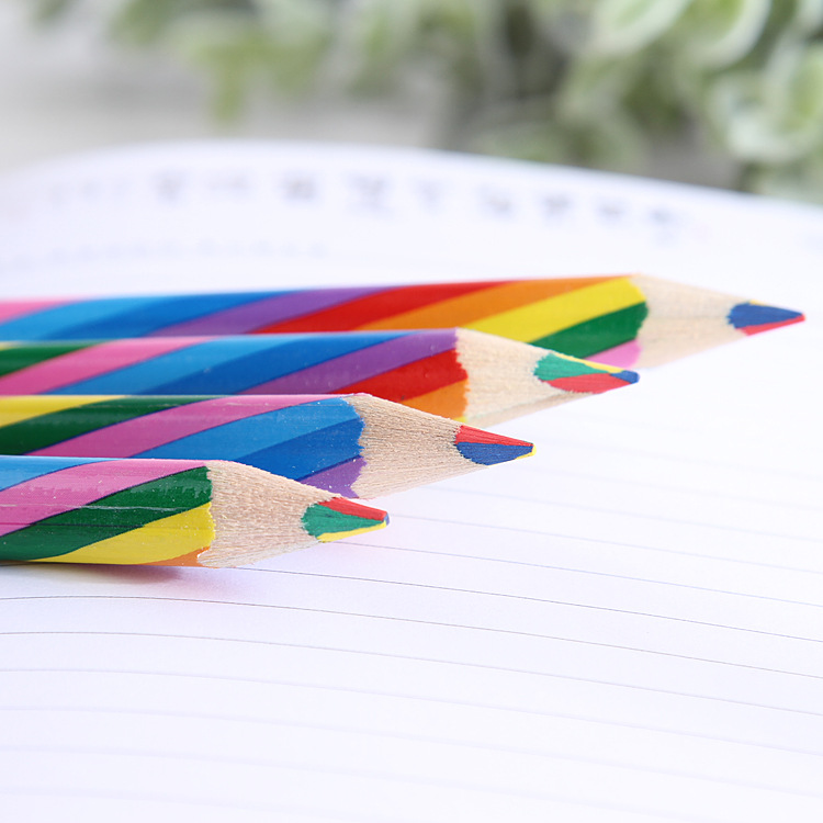 Factory wholesale Korean Creative rainbow pen cute multi-color Student Prize color pen 4 color same core pencil
