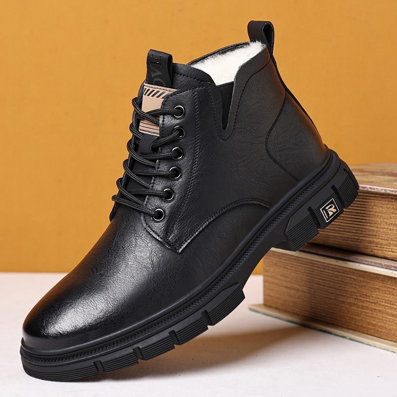 Winter men's shoes warm men's boots non-slip high-top snow boots warm casual cotton shoes men's tide fleece-lined northeast shoes wholesale