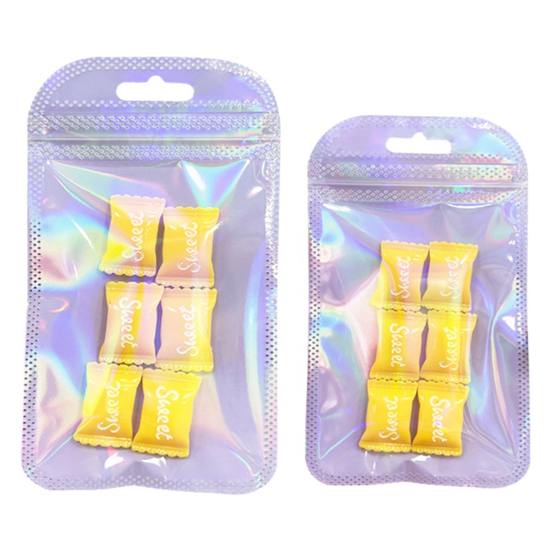 Gradient Laser Packaging Bag, Universal Candy-Colorfuled Plastic Bag, Jewelry Packaging, Lock Opening Window Colorful Ziplock Bag