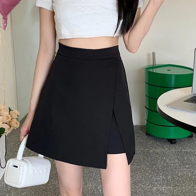 2023 Summer Large Size Plump Girl Irregular Skirt Women's High Waist Anti-Light Short Skirt Slim A- Line Hip Skirt