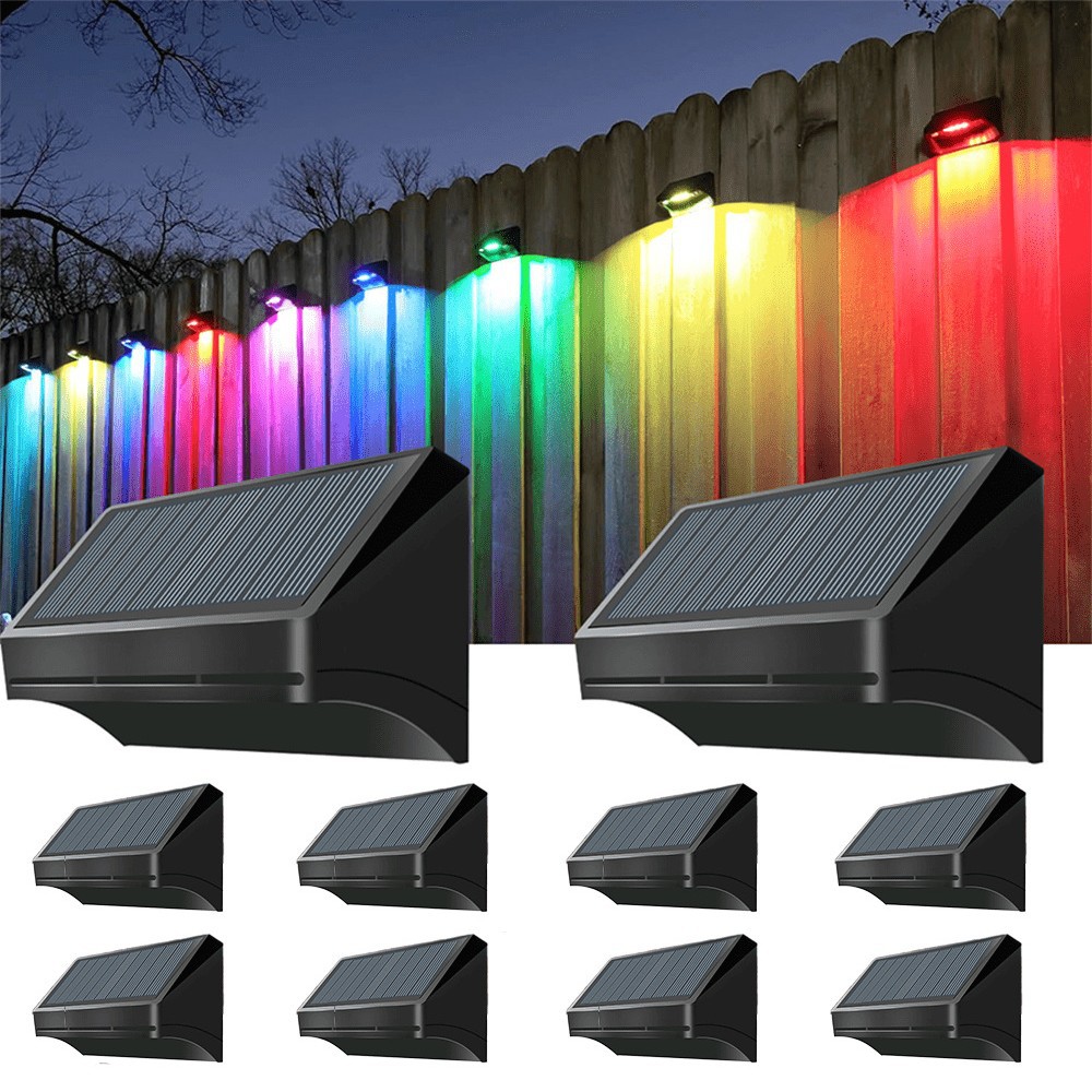 Solar Outdoor Garden Light Wall Light Rgbw Wall-Mounted Light Fence Stair Light Railing Light Led Light
