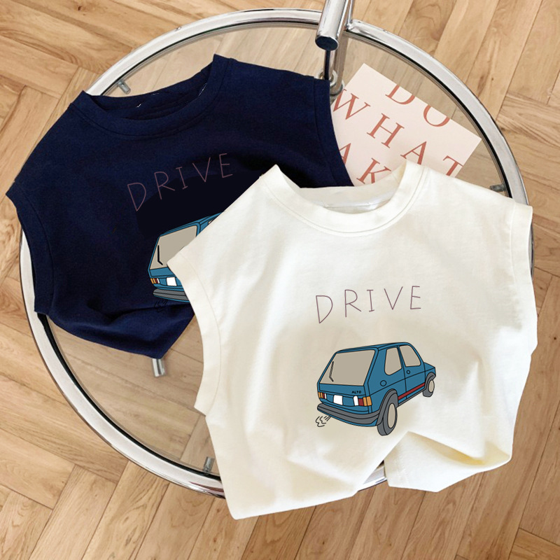 Picture of Pure Cotton Baby Kidsren's Sleeveless T-Shirt 2025 New Cartoon Car Versatile Boys and Girls Vest Undershirt Top Summer