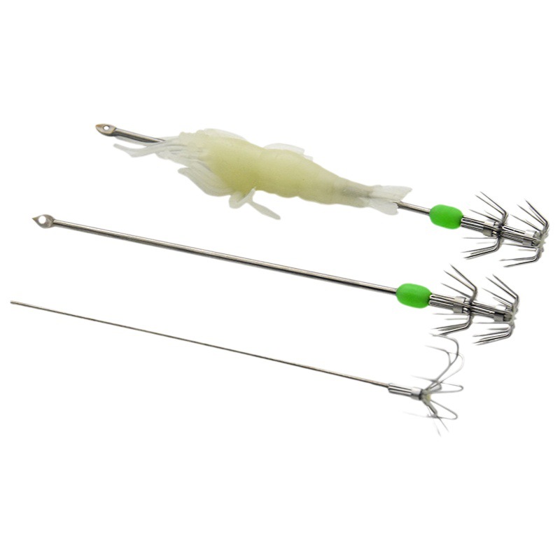 Luminous hook squid hook live shrimp hook umbrella hook live bait squid blow tube octopus ink fish hook stainless steel 10 crochet