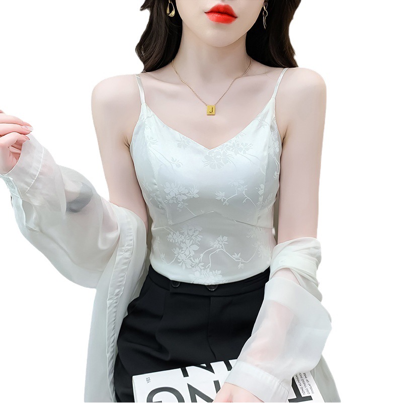 European Station 2023 Summer New National Fashion Satin Camisole Women's All-match Western Style Outer Waistle Top