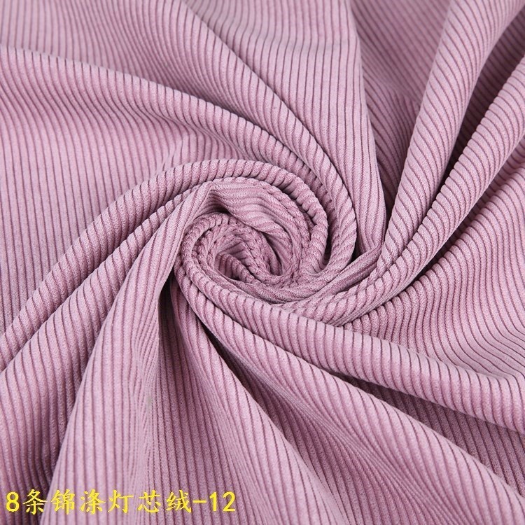 8 pit polyester corduroy manufacturer in stock leather purple sofa fabric women's fashion clothing pants in stock fabric