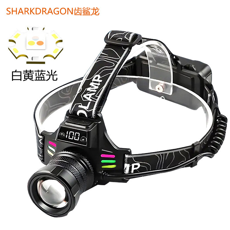 Cross-border new white laser strong light induction headlamp USB charging intelligent electric display multi-light source outdoor LED headlamp