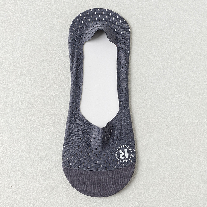 Picture of Socks men's summer New hollow mesh breathable men's socks non-slip heel ice stockings solid color cotton shallow mouth invisible socks
