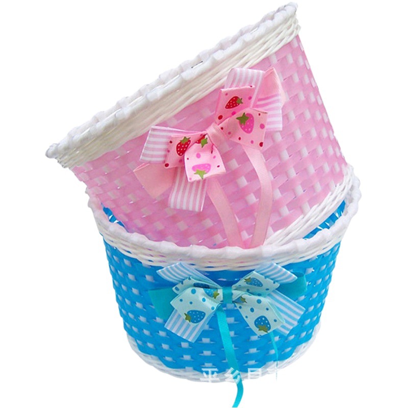 Small Scooter Semi-handmade Braided Basket Anti-pressure Boutique Car Basket Plastic Braided Basket Children's Car Accessories