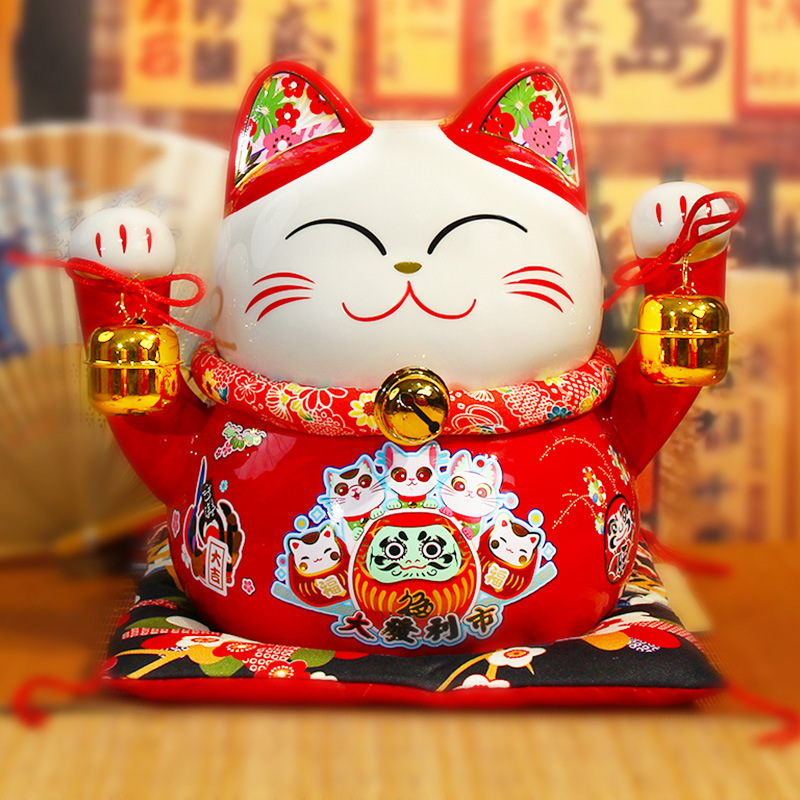 Picture of Fuyuan cat new dragon year lucky cat ornaments bank enterprise opening year red business gifts ceramic lucky cat custom