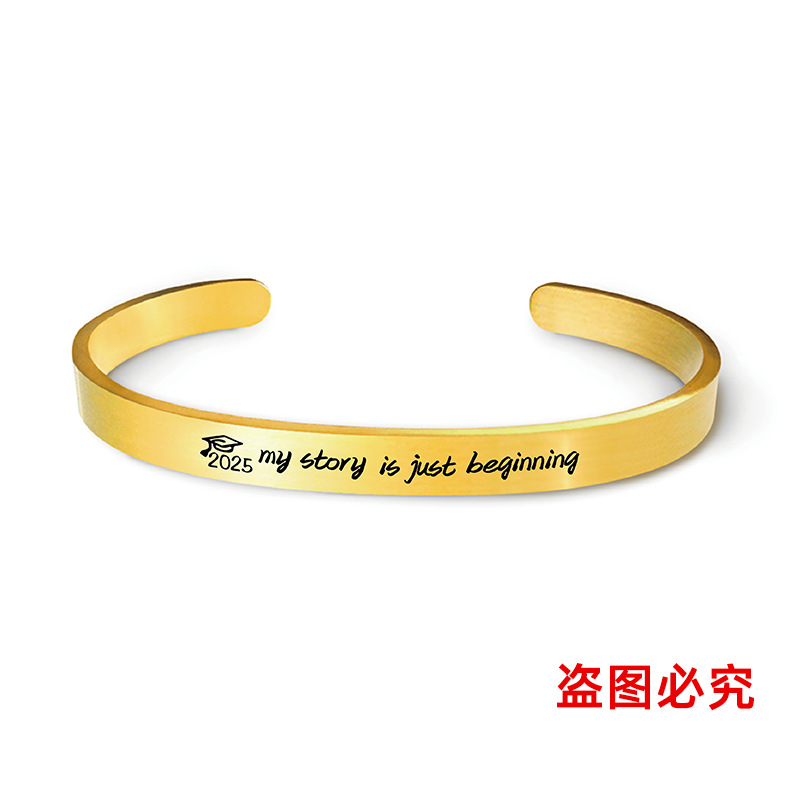 Picture of Bracelet European and American Cross-Border Stainless Steel Bracelet 2025 Graduation Season Doctor's Hat Holiday Gift Engraved Titanium Steel Bracelet