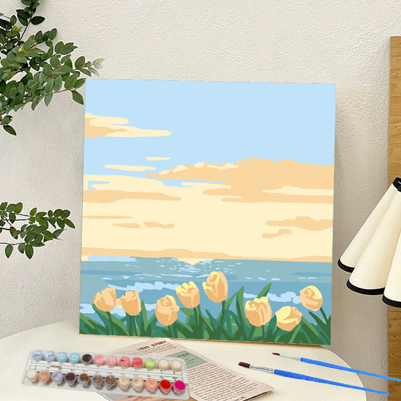 Picture of Digital oil painting landscape Dafen village hand-painted mathematical oil painting coloring painting oil painting flowers flower oil painting wholesale