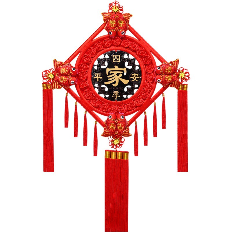 Chinese knot fu character pendant peach wood town house new year bedroom wall housewarming door decoration moving house new home