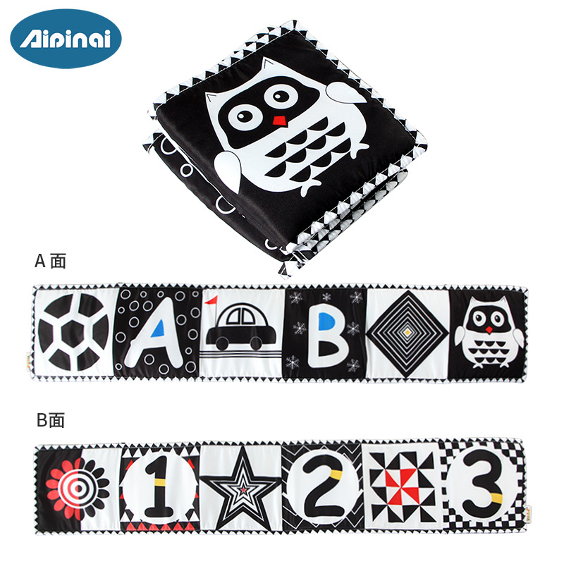 Picture of New listing black and white bed cloth book baby bed circumference baby tear can bite baby cloth book spot wholesale