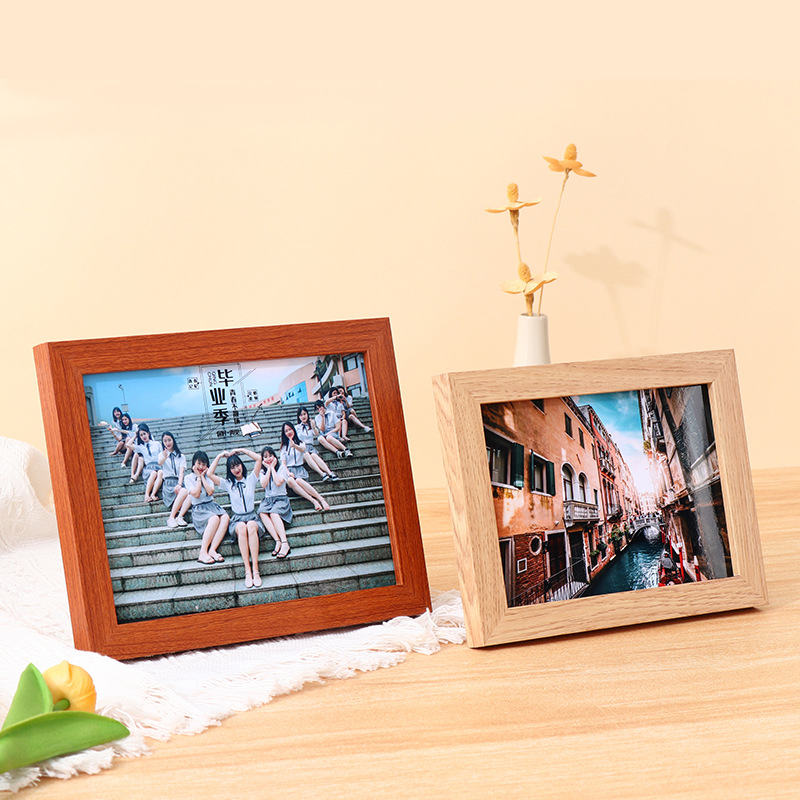 Picture of Simple wooden photo frame table 6 inch 7 inch 8 inch 10 inch puzzle photo album frame wholesale A4 children's picture frame wall