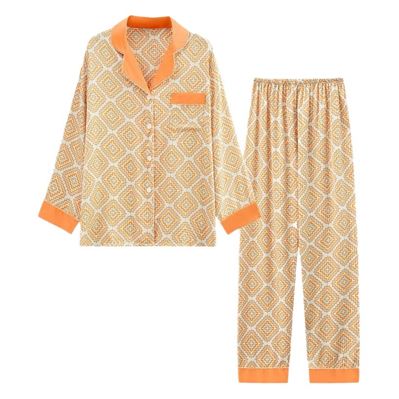 Cross-Border Pajamas for Women, High-End Summer Short Style, Home Wear, Loose and Cool Plaid Thin Two-Piece Set, Ice Silk Pajamas