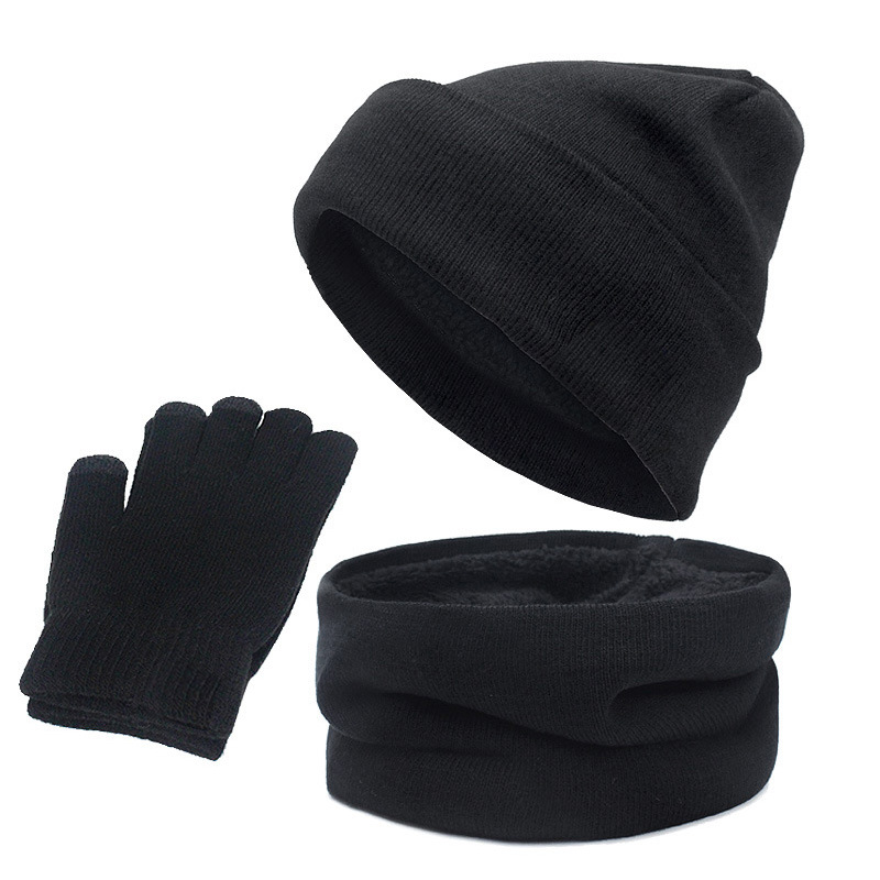 Picture of Foreign Trade Cross-Border Velvet Three-Piece Set Aliexpress Amazon Ebay Warm Suit Winter Hat Scarf Touch Screen Gloves