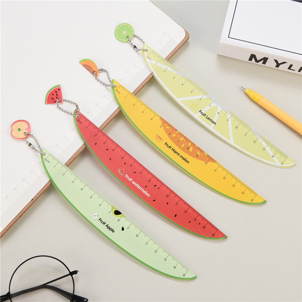 Creative fruit pendant 15cm ruler children's color plastic drawing ruler learning stationery supplies student prize