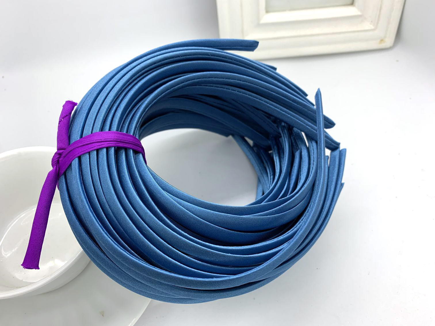 Picture of 10mm Candy-Colored Cloth-Wrapped Thickeneded Headband DIY Hairband Material Hair Accessories 1cm Satin Set Cloth Headband