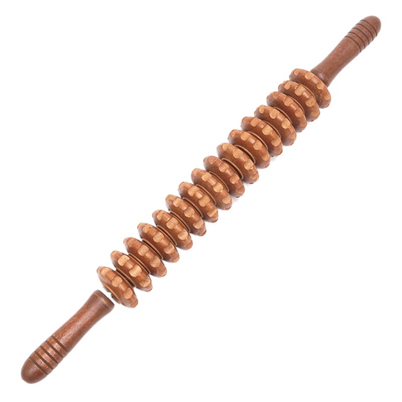 Rolling bar Meridian dredging wheel wooden massager rubbing Meridian carbonized wooden massage wheel